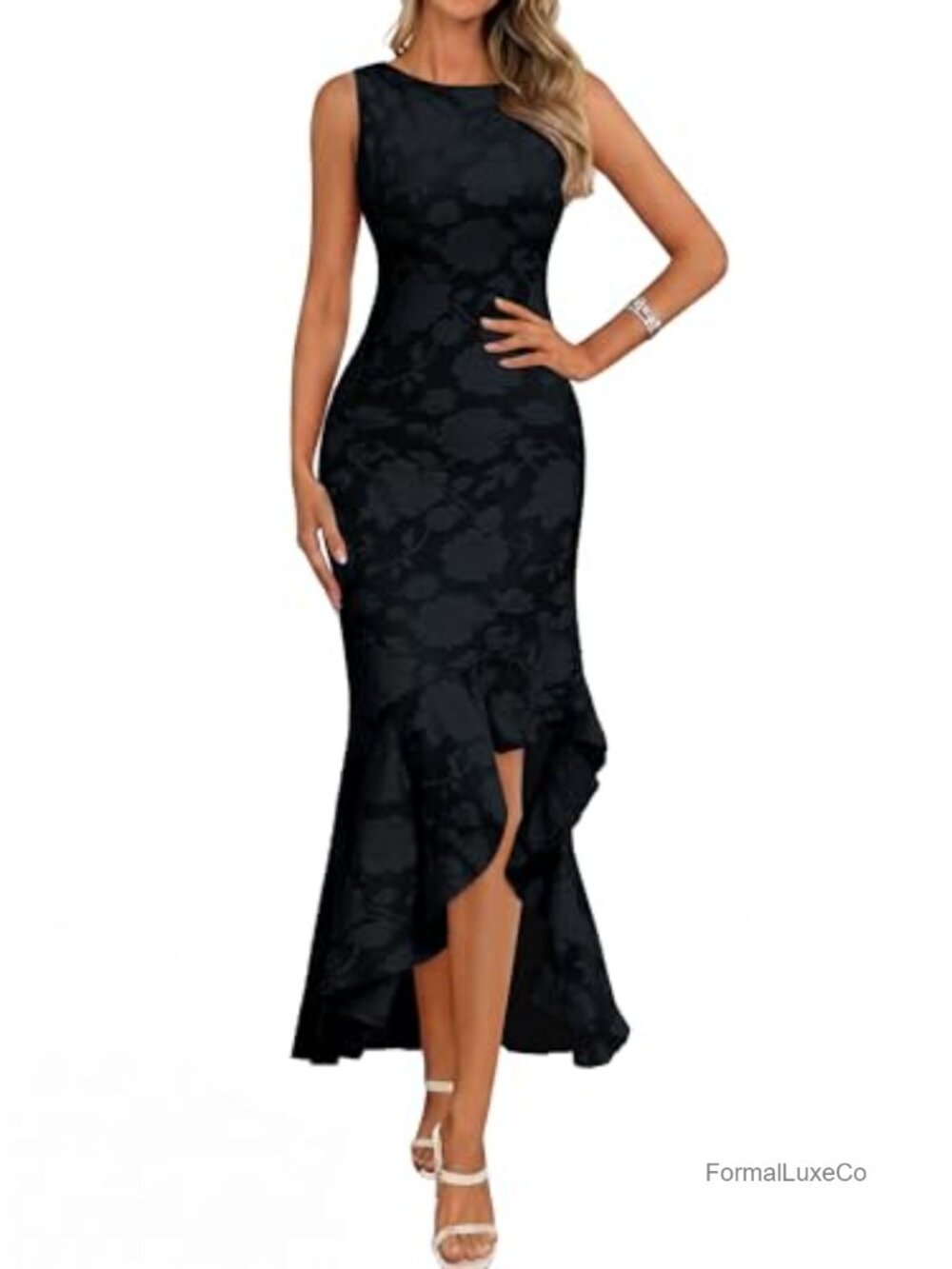 Sleeveless Floral Bodycon Maxi Dress Formal Wedding Guest Cocktail